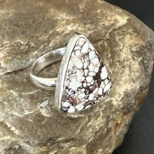 Men's Women's Wild Horse Turquoise Ring | Navajo Sterling Silver | Sz 8 | 17354