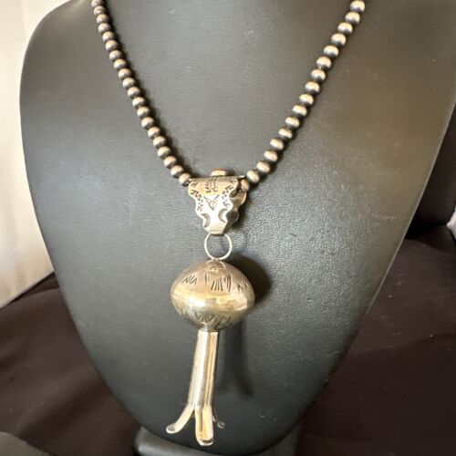 Native American Navajo Sterling Silver Necklace | 3.5" Naja Pendant | 20" | 16480