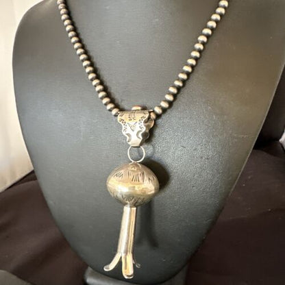 Native American Navajo Sterling Silver Necklace | 3.5" Naja Pendant | 20" | 16480