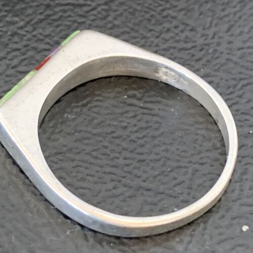 Navajo Gaspiete, Sugilite & Coral Inlay Ring | Sterling Silver | Sz 5 | Authentic Native American Handmade | 11155