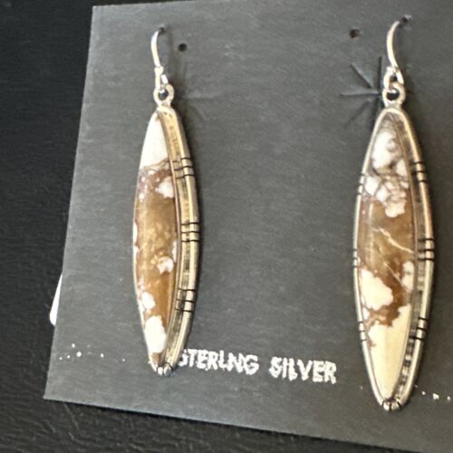 Native American Navajo Wild Horse Turquoise Earrings | Sterling Silver | 1377