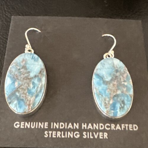 Blue Denim Lapis Dangle Earrings | Sterling Silver | 1" | 15796