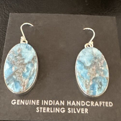 Blue Denim Lapis Dangle Earrings | Sterling Silver | 1" | 15796