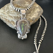 Navajo Green Boulder Turquoise Pendant Necklace | Sterling Silver | Men's Women's | 16135