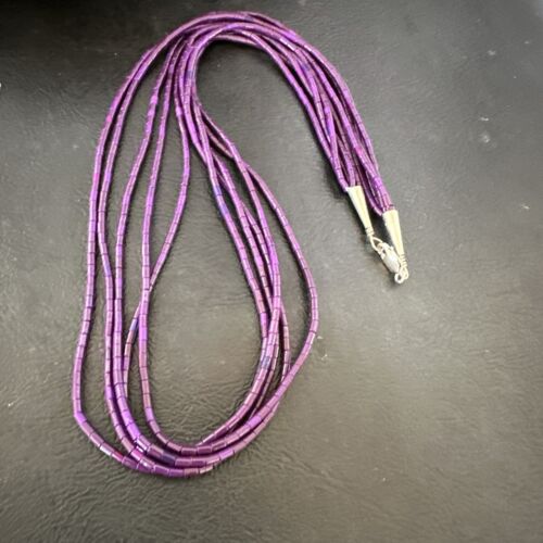 Stabilized Sugilite 5-Strand Heishi Necklace | Sterling Silver Tube | 19" | 17172