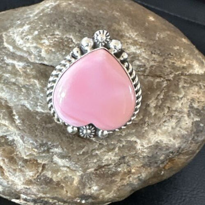 Navajo Pink Conch Heart Ring | Handmade | Sz 9 | 16041