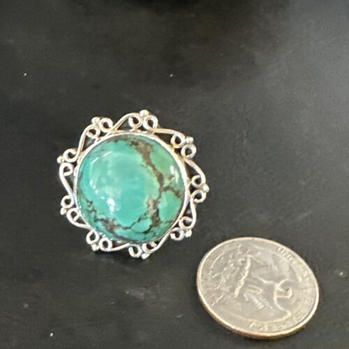 Navajo Blue Spiderweb Turquoise Ring | Sterling Silver | Sz 9.5 | Authentic Native American Handmade | 15493