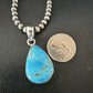 Blue Kingman Turquoise Pendant | Navajo Pearls | Sterling Silver Necklace 20" | 17010