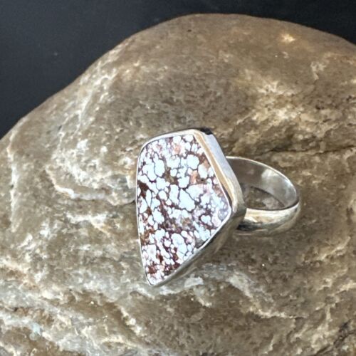 Men's & Women's Wild Horse Turquoise Ring | Navajo Sterling Silver | Sz 7 | Authentic Native American Handmade | 17259