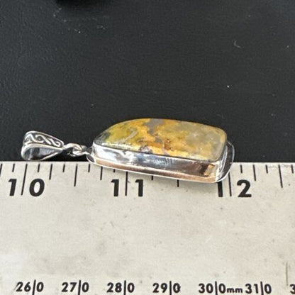Navajo Bumblebee Jasper Pendant Necklace | Sterling Silver | Authentic Native American Handmade | 15965