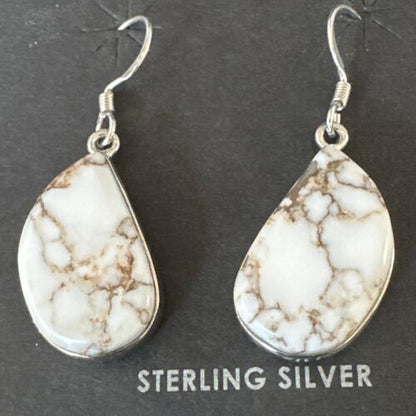 Navajo Wild Horse Turquoise Dangle Earrings | Sterling Silver | Authentic Native American Handmade | 15740