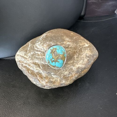 Navajo Blue Turquoise #8 Ring | Sterling Silver | Sz 9.5 | Authentic Native American Handmade | 14964