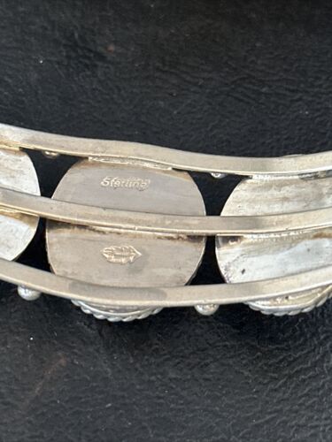 Navajo Sterling Silver Cuff Bracelet | Black Onyx 5 Stone | Authentic Native American Handmade | 14519