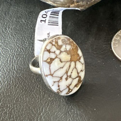 Men's and Women's Wild Horse Turquoise Ring | Navajo Sterling Silver | Sz 8.5 | 10494