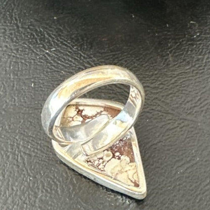 Men's and Women's Wild Horse Turquoise Navajo Ring | Sterling Silver | Sz 7 | Authentic Native American Handmade | 17261