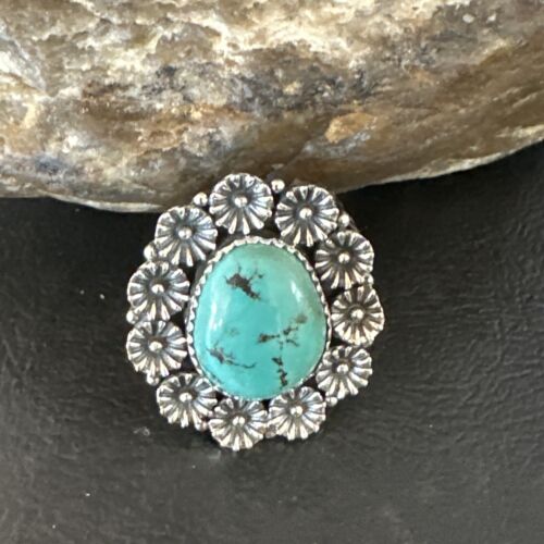Navajo Blue Turquoise Ring | Sterling Silver | Sz 9.5 | Authentic Native American Handmade | 15505