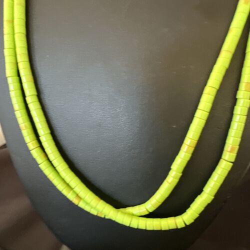 Navajo Green Gaspeite Stabilized Necklace | Sterling Silver | 22" | Authentic Native American Handmade | 16467