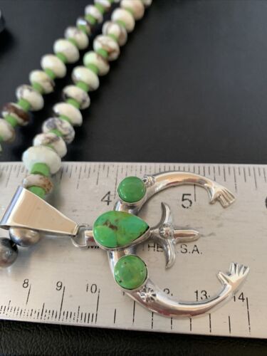 Navajo Green Turquoise Gaspeite Spiny Oyster Necklace Naja Pendant | Sterling Silver | 22" | 10523