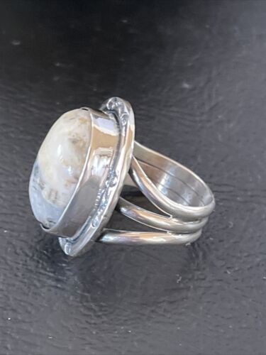Navajo White Buffalo Turquoise Ring | Sterling Silver | Sz 6 | Authentic Native American Handmade | 10596