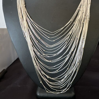 Graduated Bib Heishi Liquid Necklace | Sterling Silver | 24" | 17241