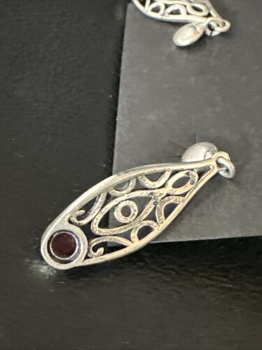 Navajo Burgundy Carnelian Dangle Earrings | Sterling Silver | Authentic Native American Handmade | 14926