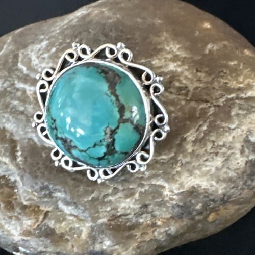 Navajo Blue Spiderweb Turquoise Ring | Sterling Silver | Sz 9.5 | Authentic Native American Handmade | 15493