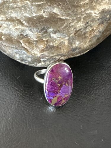 Southwestern Navajo Purple Mojave Turquoise Ring | Sterling Silver | Sz 8 | 15603