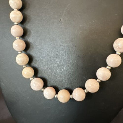 Navajo Pink Conch 10mm Bead Necklace | Sterling Silver | 18" | Authentic Native American Handmade | 17545