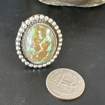 Navajo Blue #8 Turquoise Ring | Sterling Silver | Sz 10 | Authentic Native American Handmade | 15890 - Masha USA