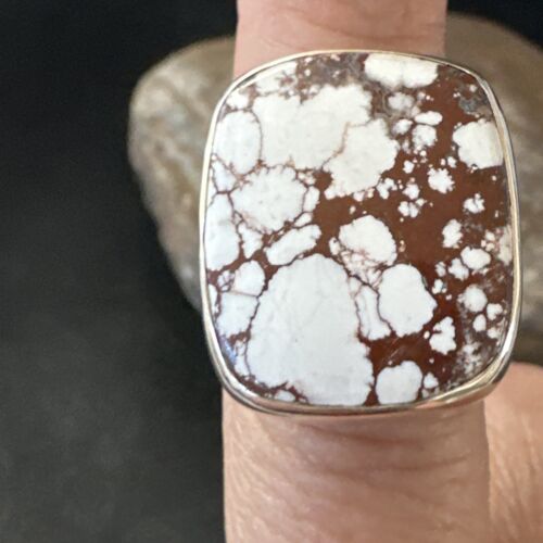 Navajo Wild Horse Turquoise Ring | Sterling Silver | Sz 7 Adjustable | Authentic Native American Handmade | 15546
