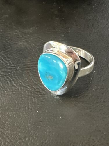 Sterling Silver Blue Kingman Turquoise Ring | Sz 10 | Authentic Native American Handmade | 17600