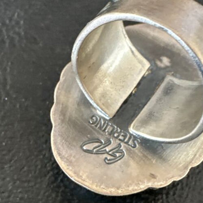 Native American Navajo Green Turquoise Ring | Sterling Silver | Sz 8 | 15917