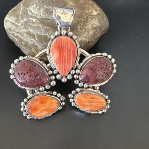 Navajo Spiny Oyster Naja Pendant Necklace | Sterling Silver | Native American Handmade | 16099