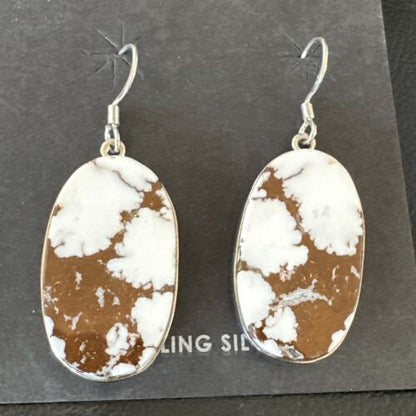 Navajo Wild Horse Turquoise Dangle Earrings | Sterling Silver | Authentic Native American Handmade | 15744