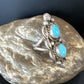 Navajo Blue Kingman Turquoise Cluster Ring | Authentic Native American Sterling Silver | Multi-Stone | Sz 8.5 | 15892