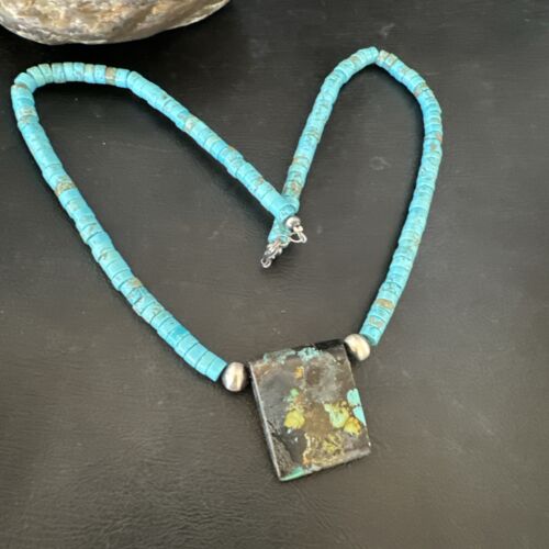 Navajo SpiderWeb Turquoise Heishi Pearls Necklace | Sterling Silver | 20" | Authentic Native American Handmade | 17091