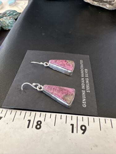 Purple Mojave Turquoise Dangle Earrings | Sterling Silver | Authentic Native American Handmade | 15788
