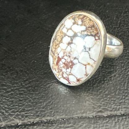 Men's and Women's Wild Horse Turquoise Ring | Navajo Sterling Silver | Sz 8 | 17281