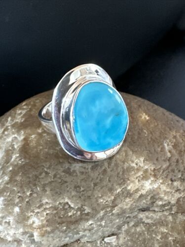 Sterling Silver Blue Kingman Turquoise Ring | Sz 7 | 17595