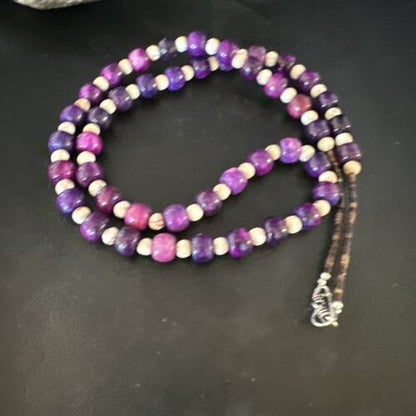 Navajo Purple Sugilite Bead Jasper Necklace | Sterling Silver | 29" | Authentic Native American Handmade | 15347
