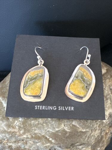 Navajo Bumblebee Jasper Earrings | Sterling Silver | Authentic Native American Handmade | 15822