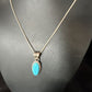 Navajo Blue Turquoise Pendant Necklace | Sterling Silver Chain | Authentic Native American Handmade | 20" | 12601