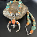 Navajo Men's Green Turquoise Spiny Oyster Naja Pendant Necklace | Sterling Silver | 22" | Authentic Native American Handmade | 15224