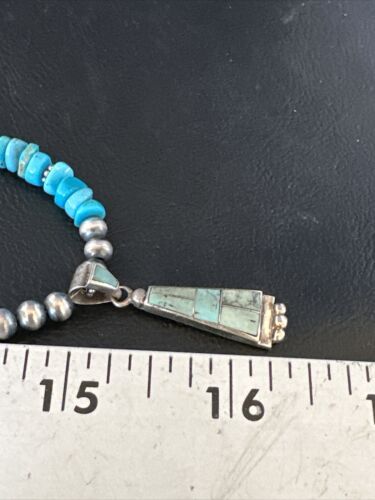 Navajo Kingman Turquoise Pendant Necklace | Sterling Silver | Native American Handmade | 14833