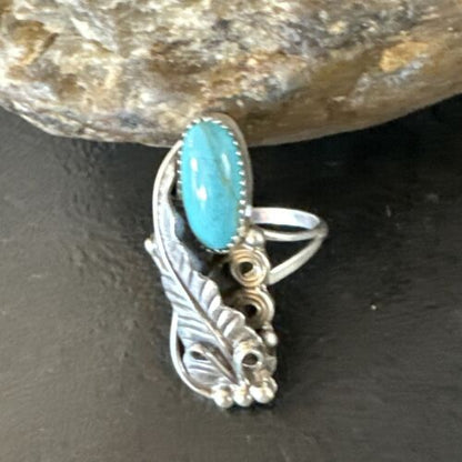 Navajo Blue Turquoise Ring | Sterling Silver | Sz 6 | Authentic Native American Handmade | 15405