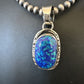 Men's Women's Blue Fire Opal Pendant | Navajo Sterling Silver | Authentic Native American Handmade | 16483