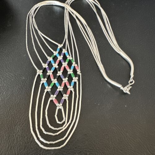 Crisscross Multi-Color Heishi Necklace | 5 Strand Liquid Sterling Silver | 22" | 15883