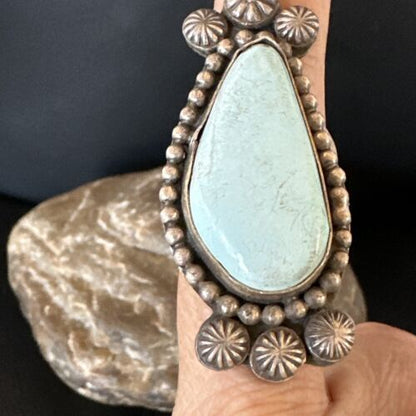 Women's Dry Creek Turquoise Ring | Navajo Sterling Silver | Sz 7 | 15895