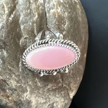 Navajo Oval Pink Conch Ring | Handmade | Sz 8 | Authentic Native American | 16047