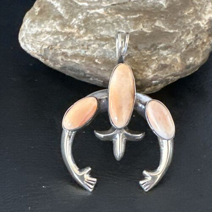 Navajo Pink Conch Naja Pendant Necklace | Sterling Silver | Authentic Native American Handmade | 15150
